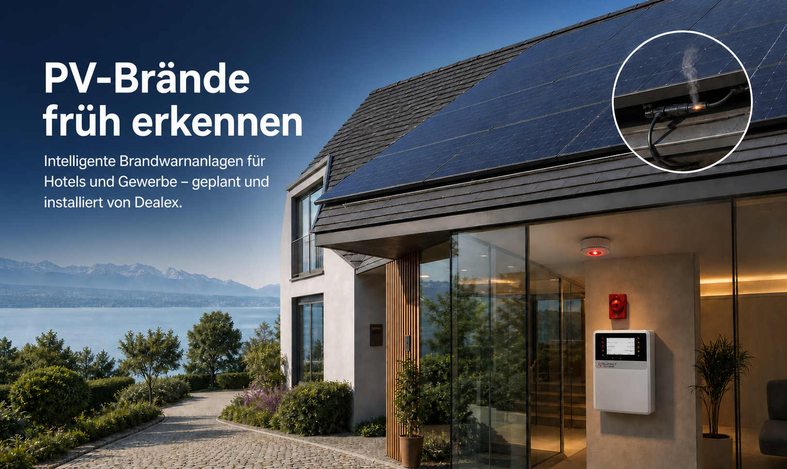 Hotel mit Photovoltaikanlage und Brandwarnanlage